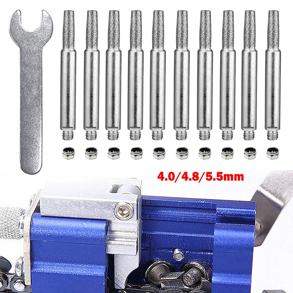 21pcs/set Chainsaw Sharpener Parts Diamond Coated Grinding Head Cylindrical Burr 4-5.5mm Portable Hand Chain Grinder Parts