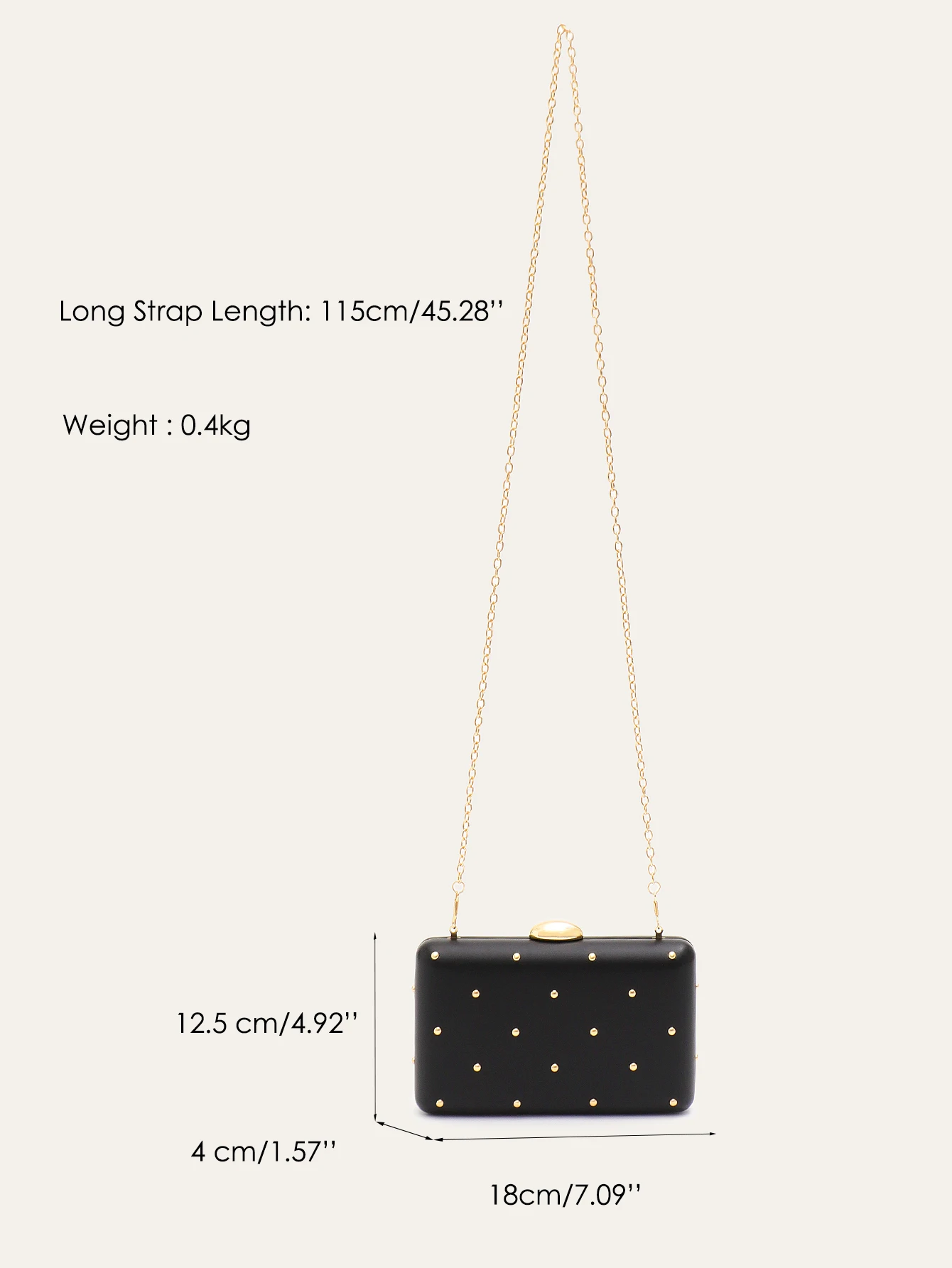 Moda feminina elegante glamourosa pu couro vegano embreagem luxo rebites caixa quadrada bolsa longa corrente saco de noite festa feriado