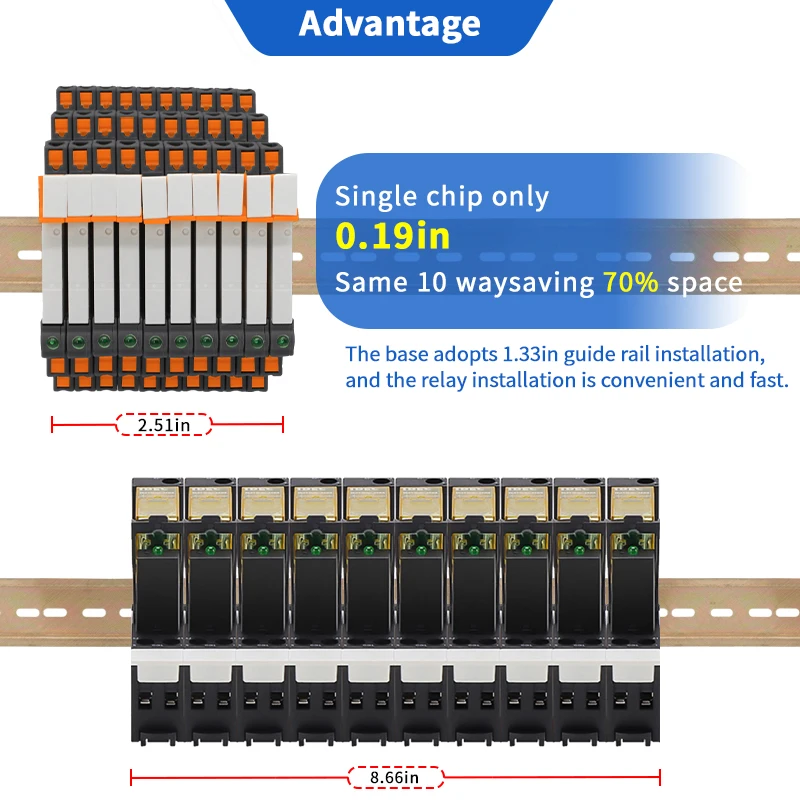 10pcs Slim Relay 5V 12V 24V DIN Rail Mounted Relay Moudle HF 41F SSR 30VDC 250VAC High Frequency Interface Relay With Led 6A