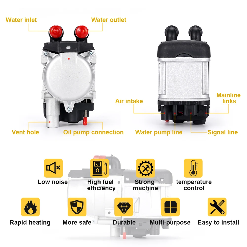 12V 5KW Air Heater Diesel Gasoline Dual Mode Universal Parking Heater Remote Control For Motor Trucks Fuel Liquid Heater