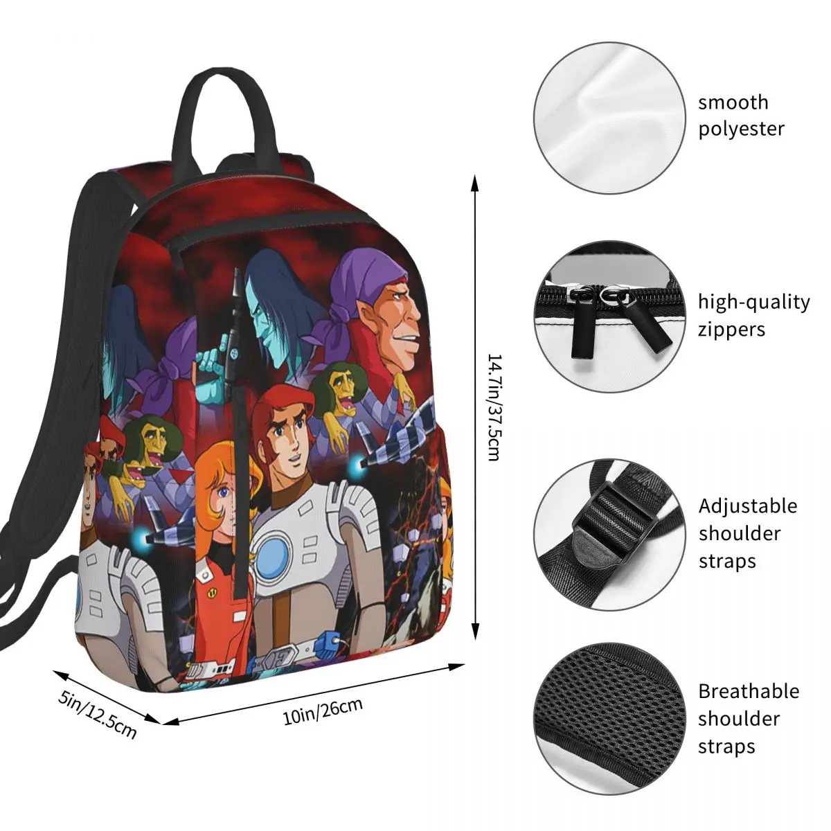Comet Crew Accessories Captain Future Backpack Student Boys Girls BookBag Children School Bag Laptop Shoulder Bags for Men Women