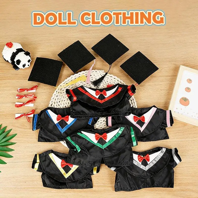 Multiple Colors Mini Graduation Cap Gown Outfit Costume Animal Doll Clothes Accessories Suit Fits 30cm Plush Bear