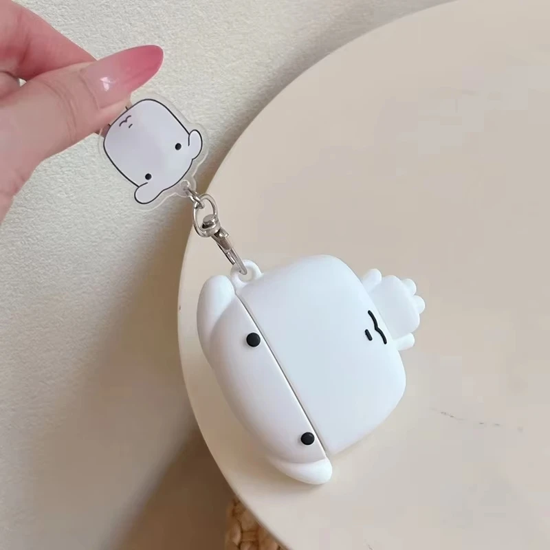 3D Cartoon White Dog Earphone Ear Bag Case Cover For Apple Airpods Pro 3 2 4 With Pandent image 5