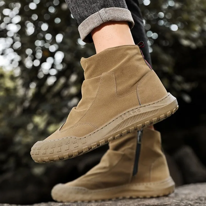 

Autumn New Men High Top Boots High Quality Breathable Workwear Shoes for Men Trendy Anti Slip Casual Shoes Men Botas Para Hombre