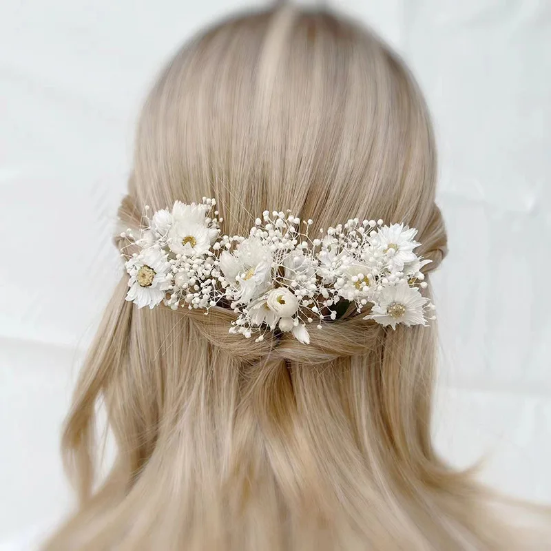 Dried Baby's Breath Bridal flower hair pins wedding headpiece