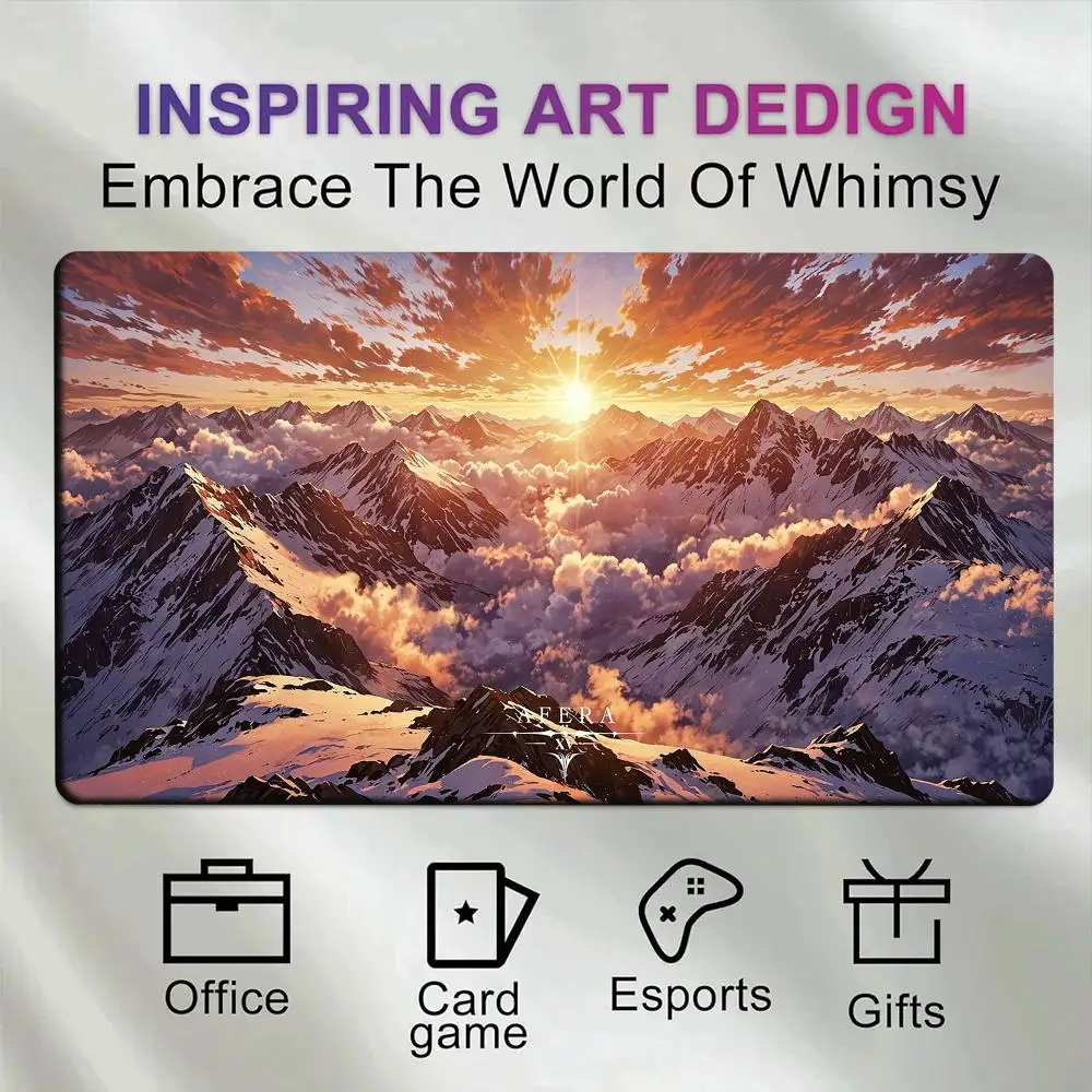 Beautiful Mountain Sunrise Landscape Desk Pad Anti-Slip Mousepad Snow Peaks Above Clouds alfombrillas para escritorio