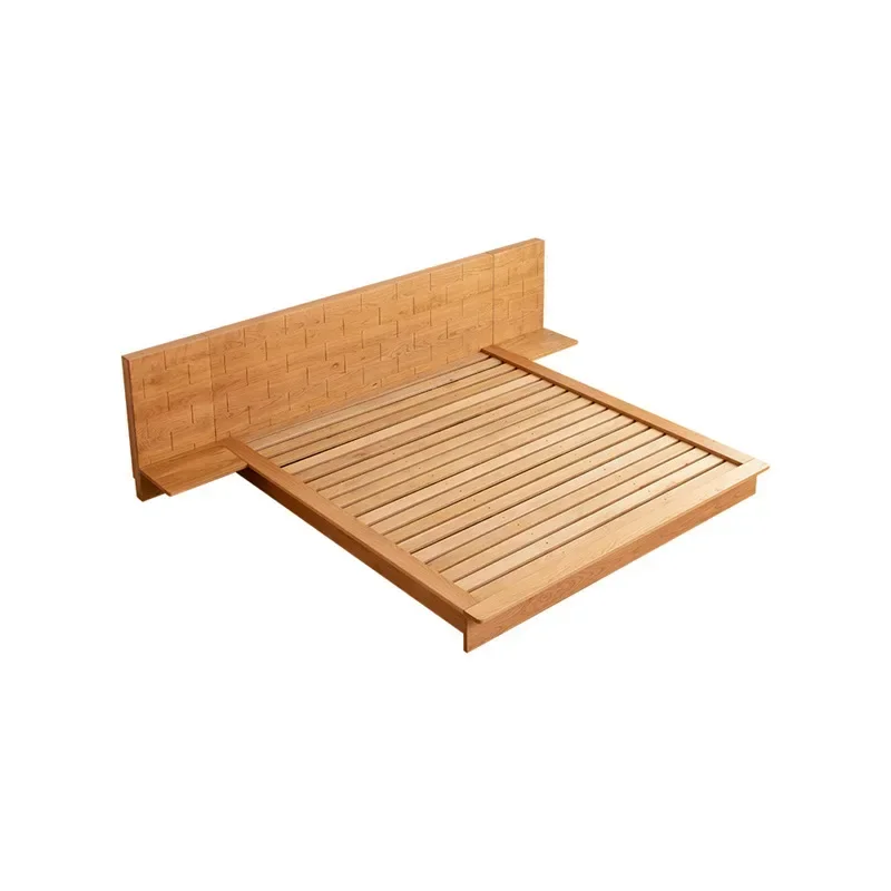 

Cherry wood tatami bed bedroom Japanese bedside table integrated simple solid wood bed