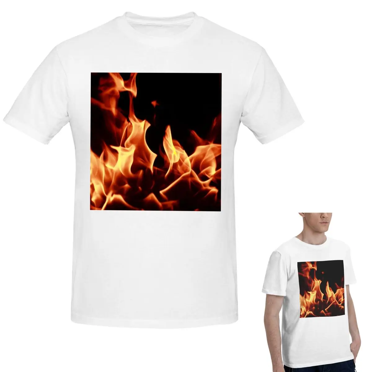 

Футболка из 100% хлопка Burning Fire With Sparks, мужская забавная футболка большого размера, мужские летние рубашки с круглым вырезом, топы S-6XL