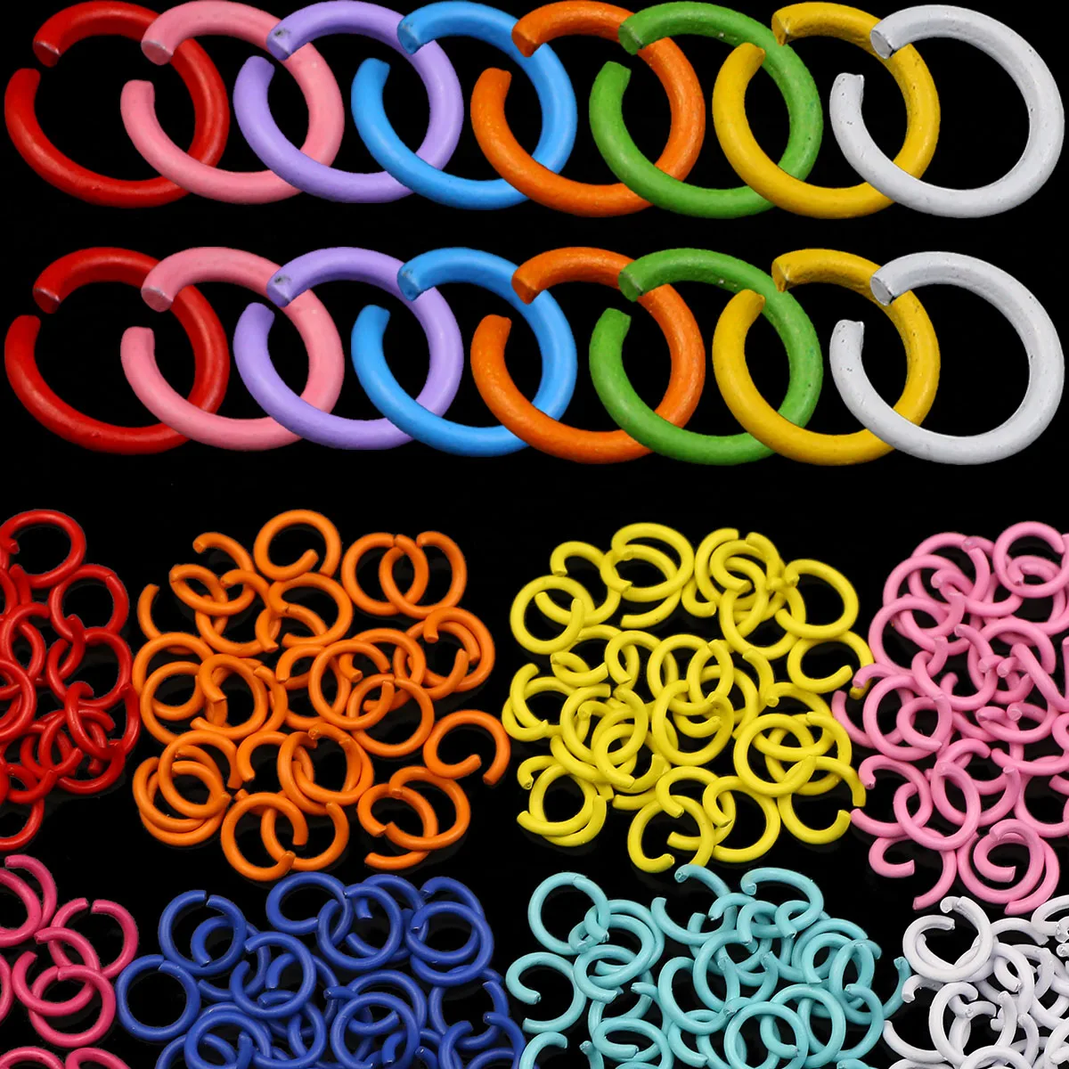 8mm 100pcs Zinc Slloy Baking Paint Broken Colorful Ring Chain Clasp Connector DIY Jewelry Making Necklace Earrings Accessories