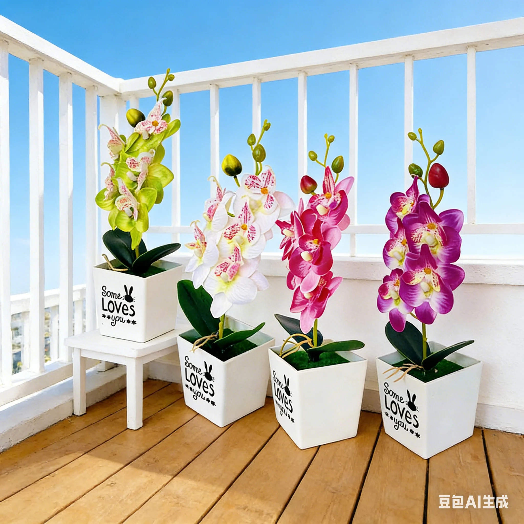 

4 шт. искусственных цветов, имитация орхидеи-бабочки в горшке, искусственные растения для декора дома, сада, улицы