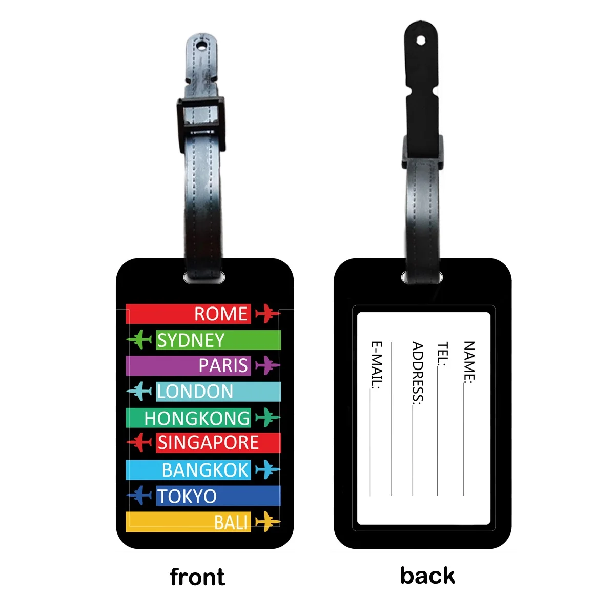 Creative 5 Colors Luggage Tag Colorful Luggage Tag Label for Travel Women Funny Backpack Suitcase Tag Name ID Identifier Durable