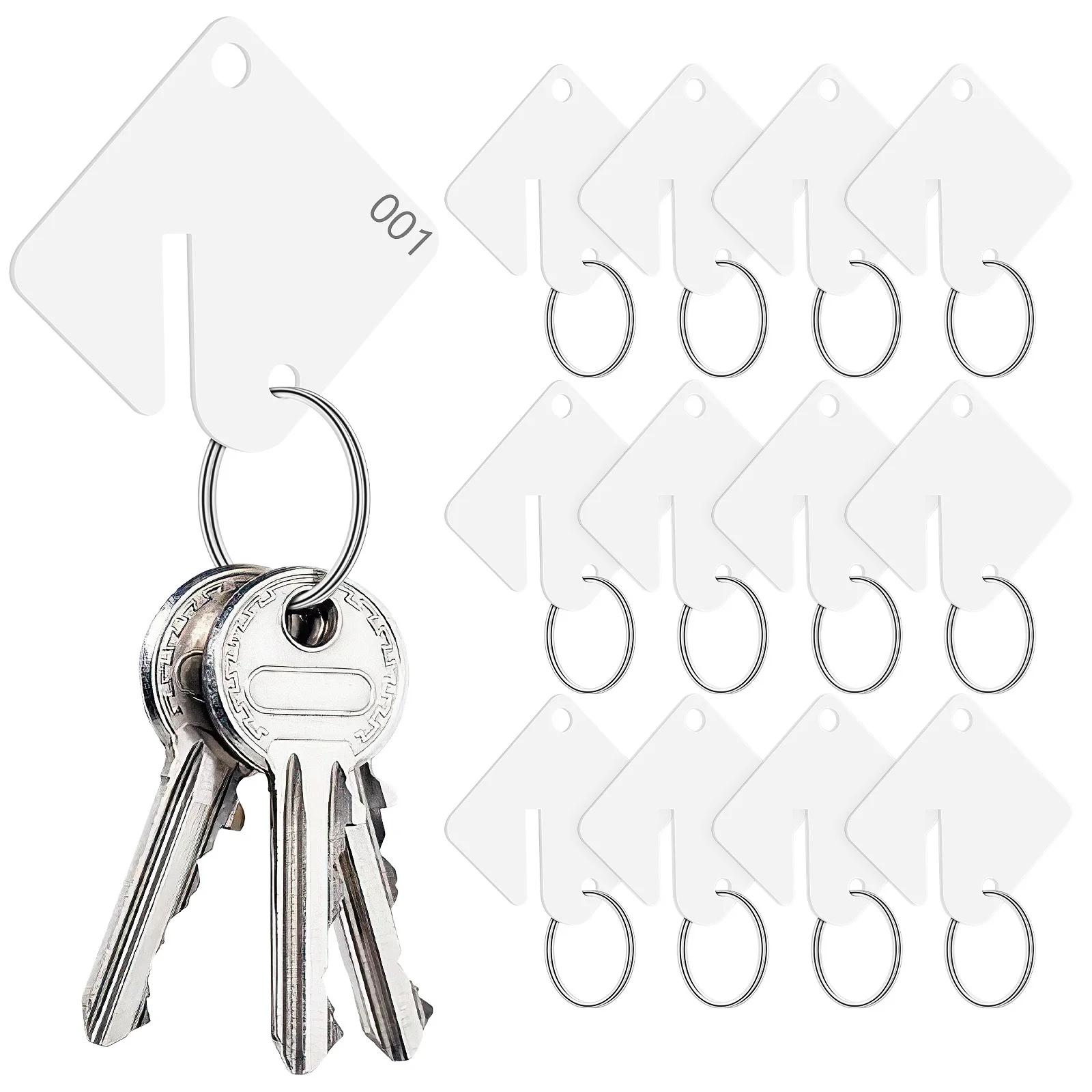 60Pcs Acrylic Blank Key Tags Split Rings Keychain Blanks for Labeling DIY Key Identification Keys Organizer Tags