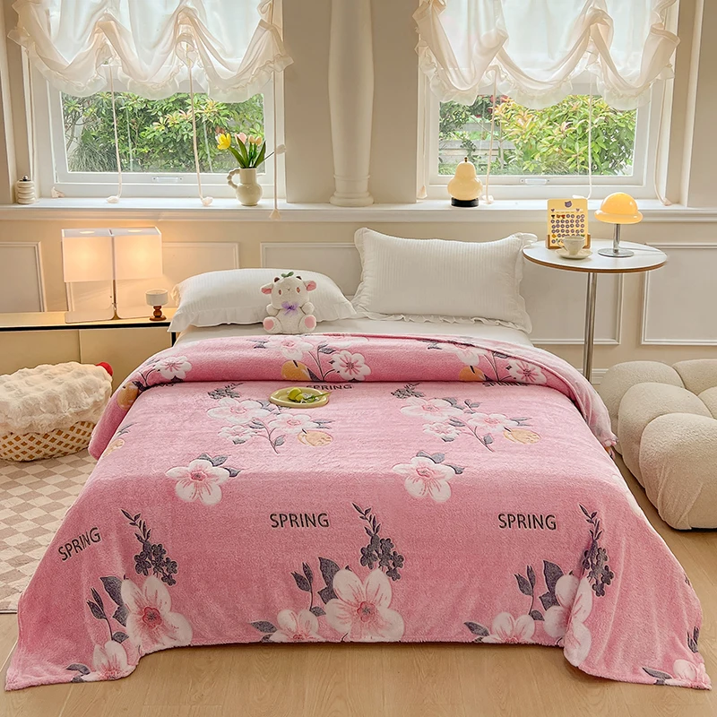 Milk fleece printed blanket office nap coral fleece autumn and winter warm blanket 150x200cm