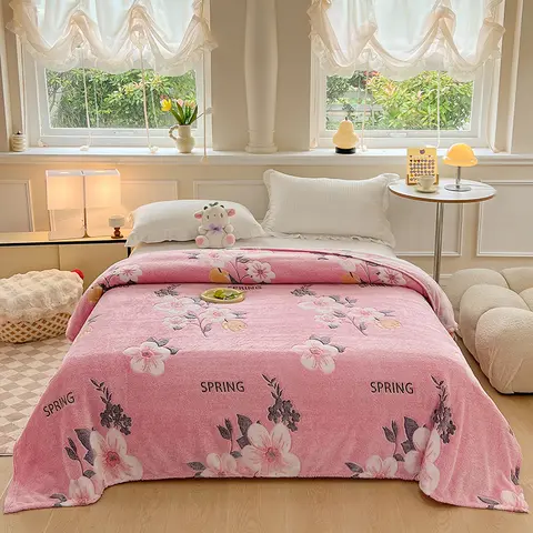 Milk fleece printed blanket office nap coral fleece autumn and winter warm blanket 150x200cm