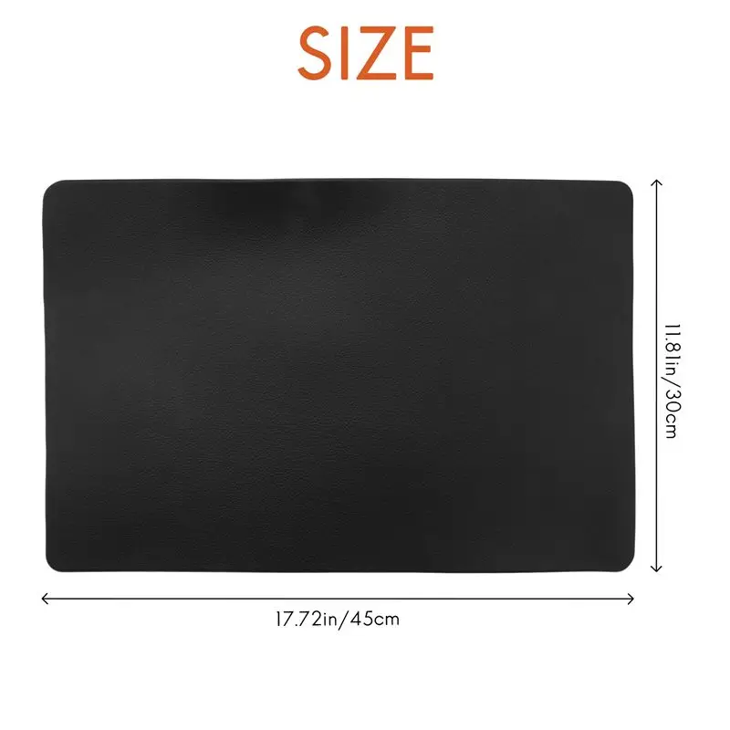 Doings 4PCS Heat-Resistant Placemats, Artificial Leather Placemats, Waterproof, Non-Slip, Washable Kitchen Placemats, (Black)