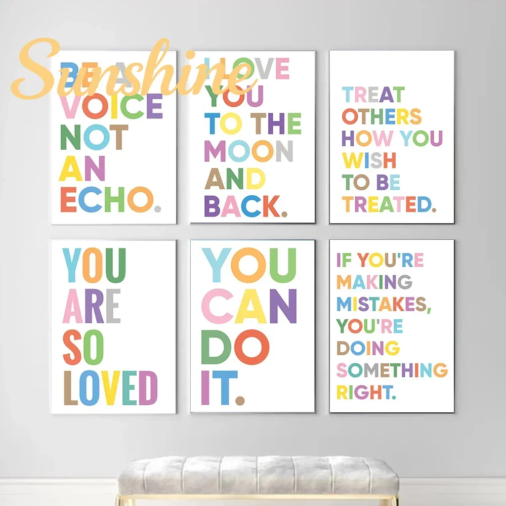 (No frame)Quotes For Kids Inspirational Print Teacher Toddler Poster Positive Energy Sentence Printable Wall Art Classroom Ho