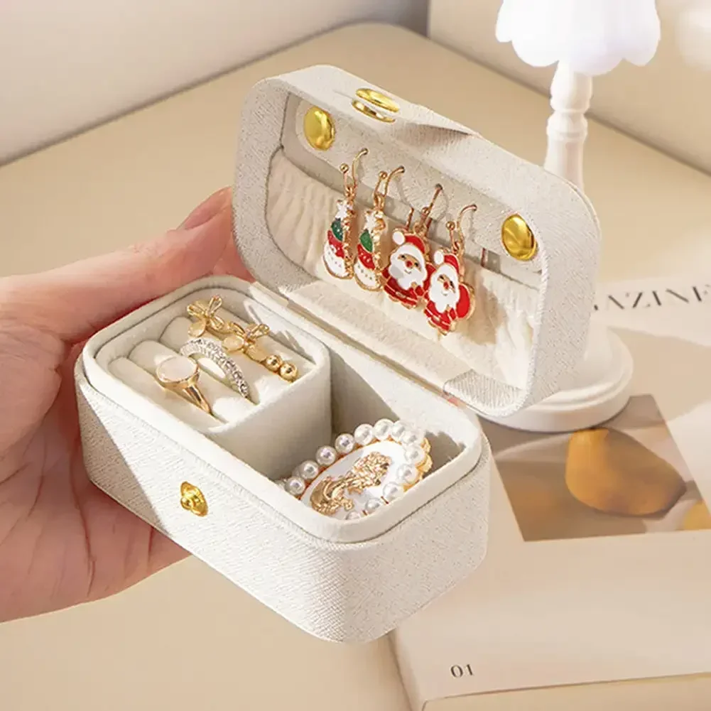 2025 High-grade PU Leather Women Jewelry Organizer Case New Mini Portable Jewelry Box For Travel Necklace Earring Ring Storage