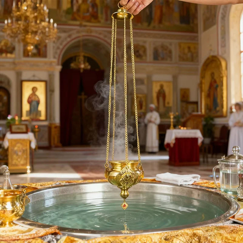New Type Of Eastern Orthodox Christian Ritual Incense Burner, Religious Prayer Incense Burner Chain Hanging And Swinging Design