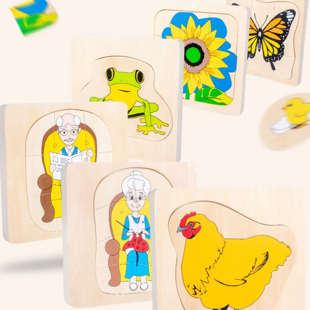 

Matching Toys Life Cycle 3D Puzzle Toy Montessori Animal Plant Life Multi-Layer Jigsaw DIY Challenges Growth Puzzles Wooden Toys