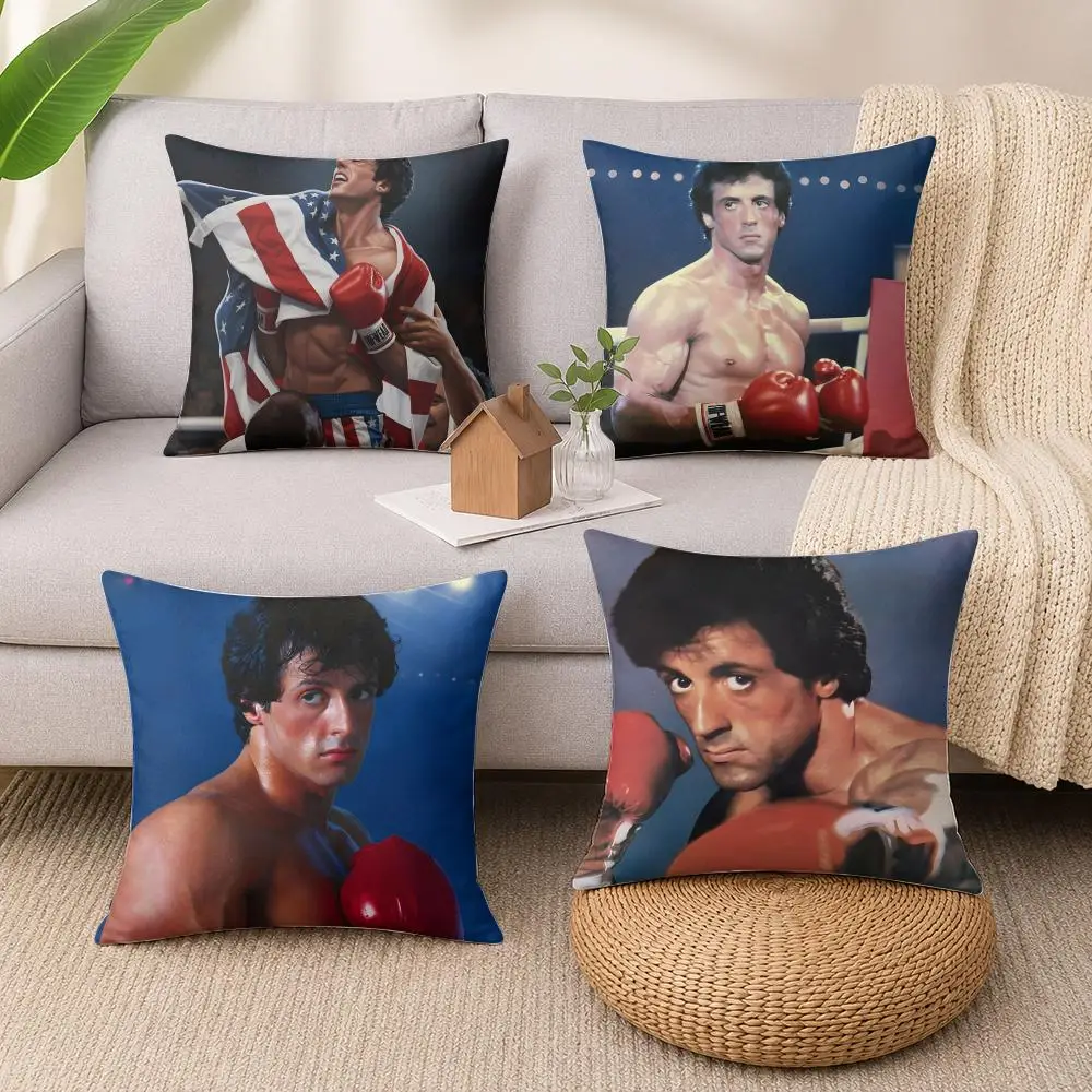 Classic Movie R-Rocky Cushion Cover Wrinkle-Resistant Short Plush Cushion Covers Breathable Machine-Washable