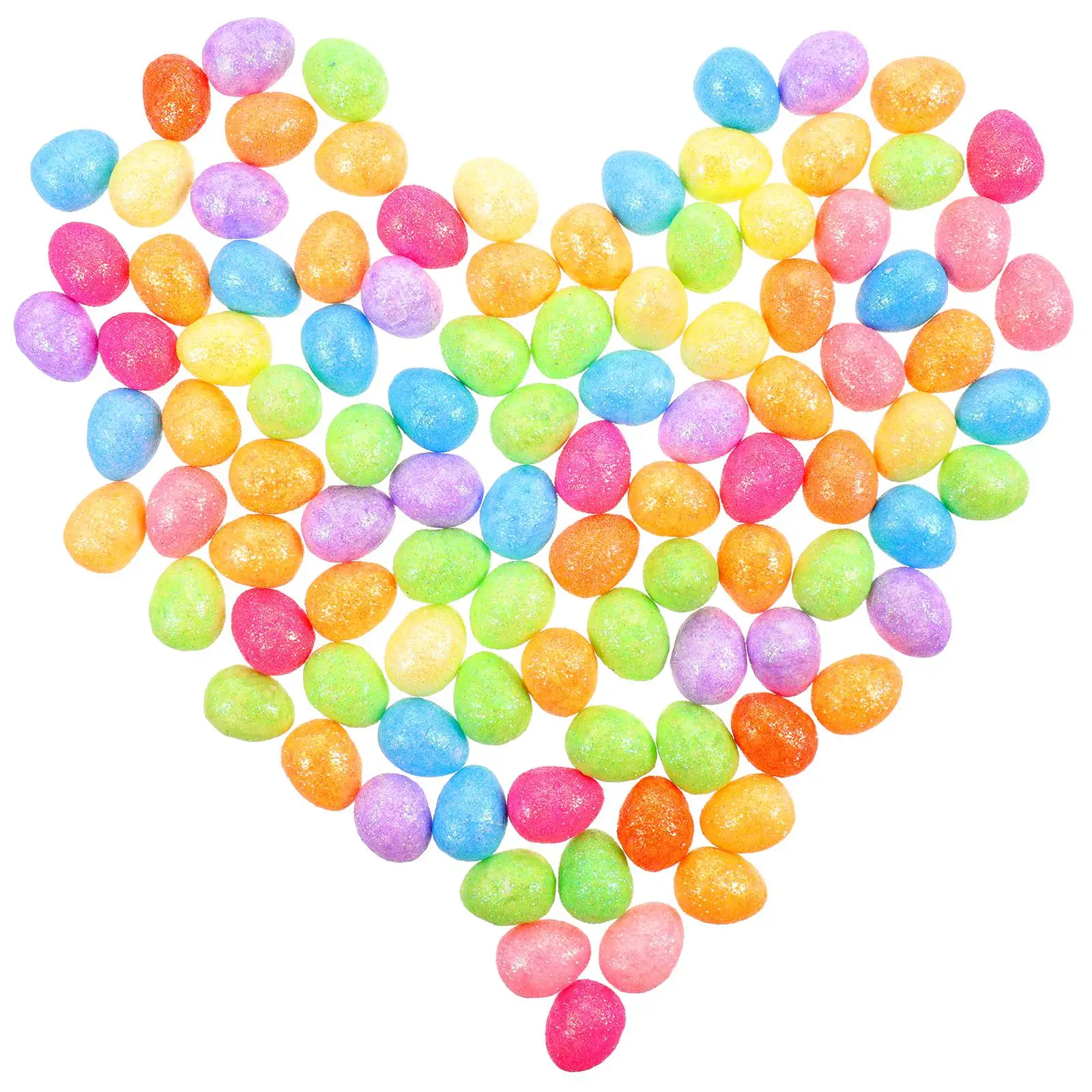 

100 Pcs Colorful Foam Eggs for Crafts Fake Glitter Daisies Festival Home Decor Easter Holiday Lovely Foams Optional Child