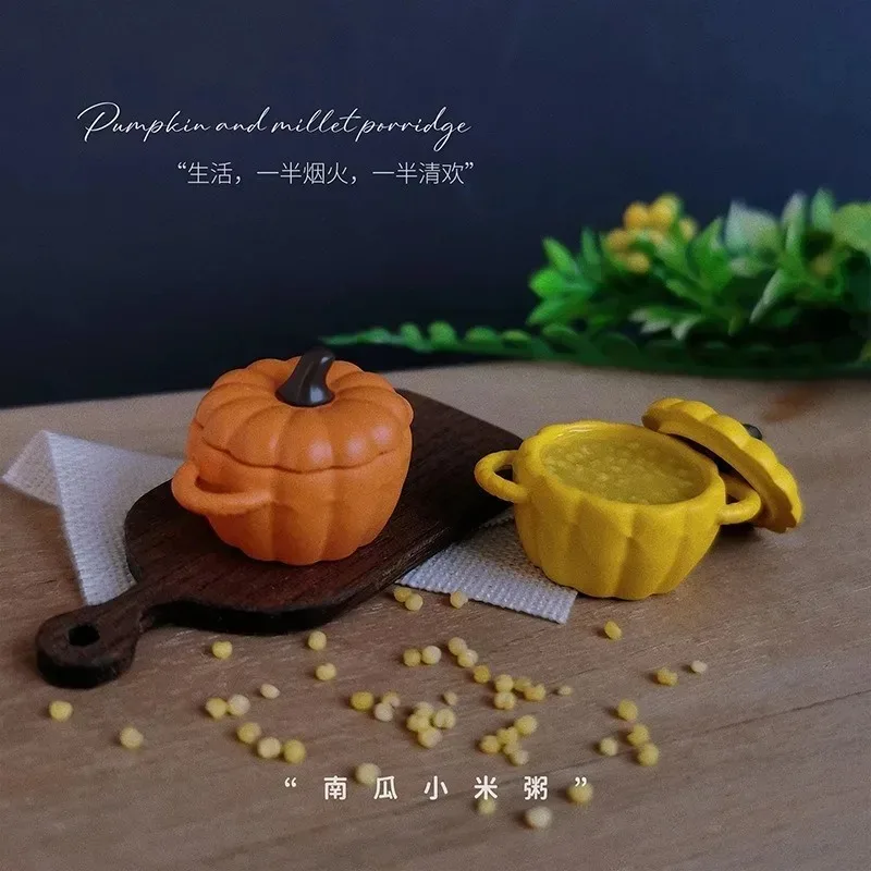 Dollhouse Miniature Food Accessory, Simulation Millet Congee Pumpkin Pot Shaped Decor Model