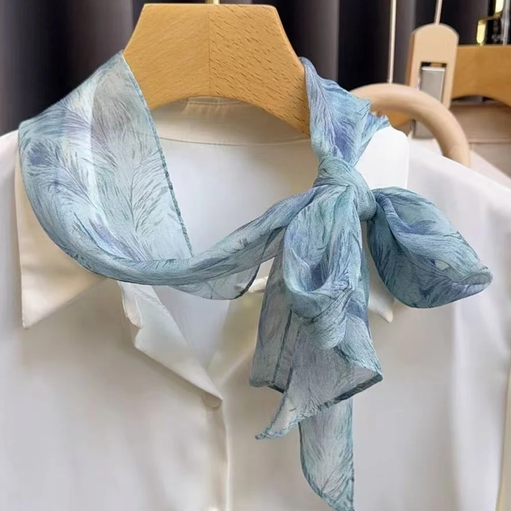 1 Stück Hochwertiger Ganzjahres-Leichtgewicht-Langer Seidenschal Elegante Halstuch für Schmale Kragen Vielseitiges Damen-Modeaccessoire – Detail 1