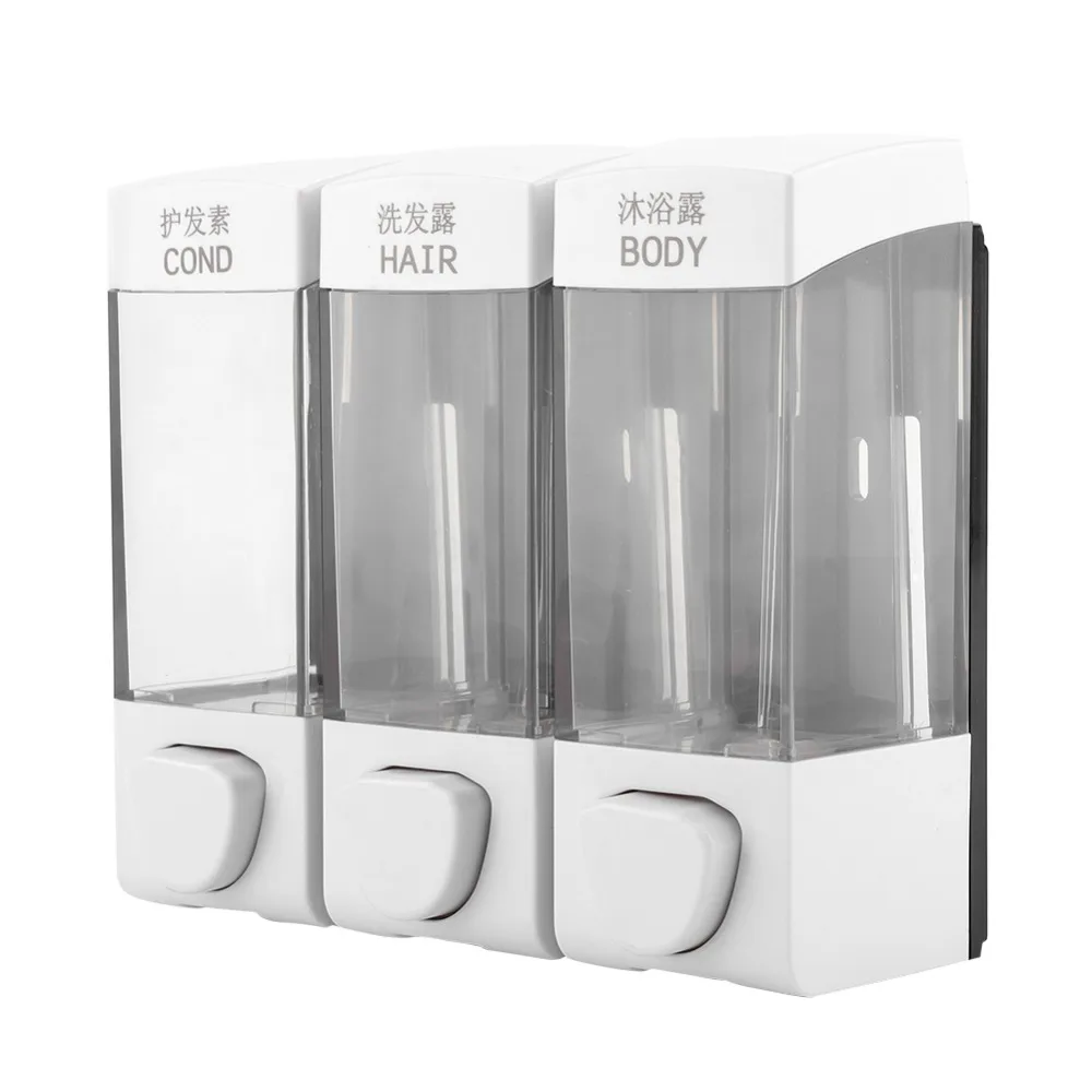 

ABS Plastic 3-Chamber Soap Dispenser White 1050ml Capacity 3-Chamber Shower Dispenser Waterproof Wall-Mounted