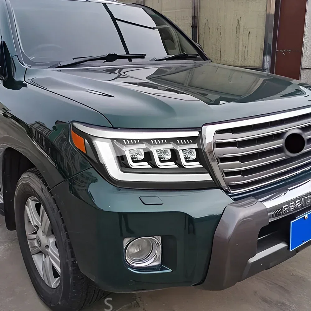

Передние фонари автомобиля для Toyota Land Cruiser LC200 2008-2015, светодиодные автомобильные фары в сборе, обновление, аксессуары с тремя линзами проектора