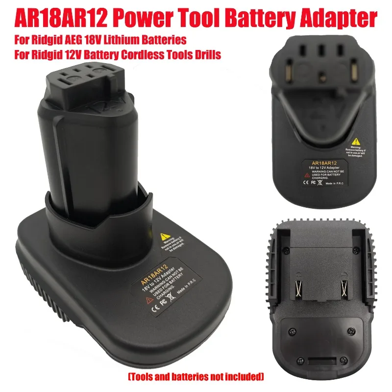 

HAKSINKY AR18AR12 Power Tool Battery Adapter for Ridgid AEG 18V Lithium Batteries for Ridgid 12V Battery Cordless Tools Drills