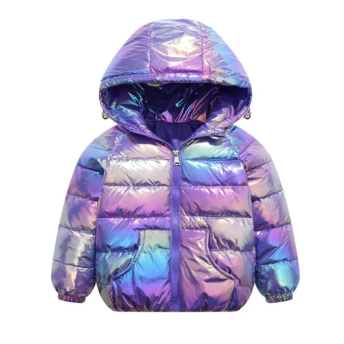 3-8-year Children\'s coat winter plush warm down jacket Baby cartoon colorful cotton jacket letter printed hooded cotton jacket