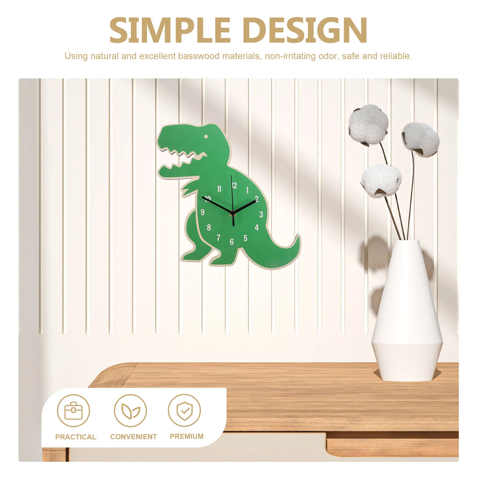 

Adorable Dinosaur Themed Silent Clock for Wall or Table Use in Room Bedroom Office Mute Non Ticking Mechanical Decoration