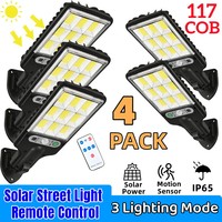 1-4PCS Solar Street Lights Outdoor Waterproof Security Motion Sensor LED Lamp with 3 Lighting Mode Solar Lights for Garden Decor