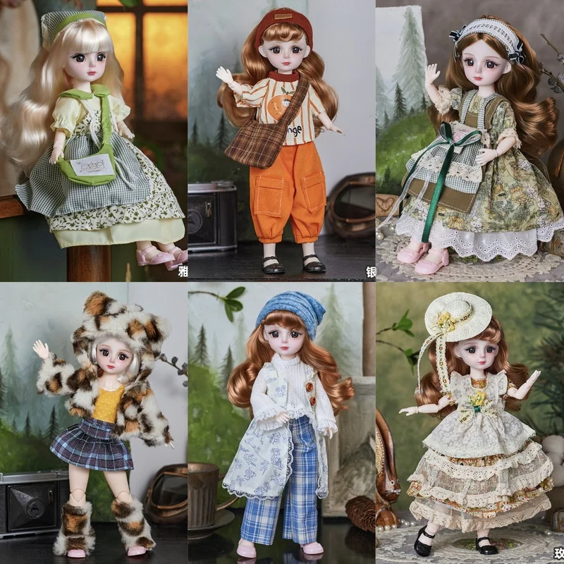 Muñeca de princesa Lolita bonita de 30cm, muñeca Bjd 1/6, conjunto de ropa de dibujos animados de moda móvil, vestido Diy, juguete para jugar a las casitas, regalos