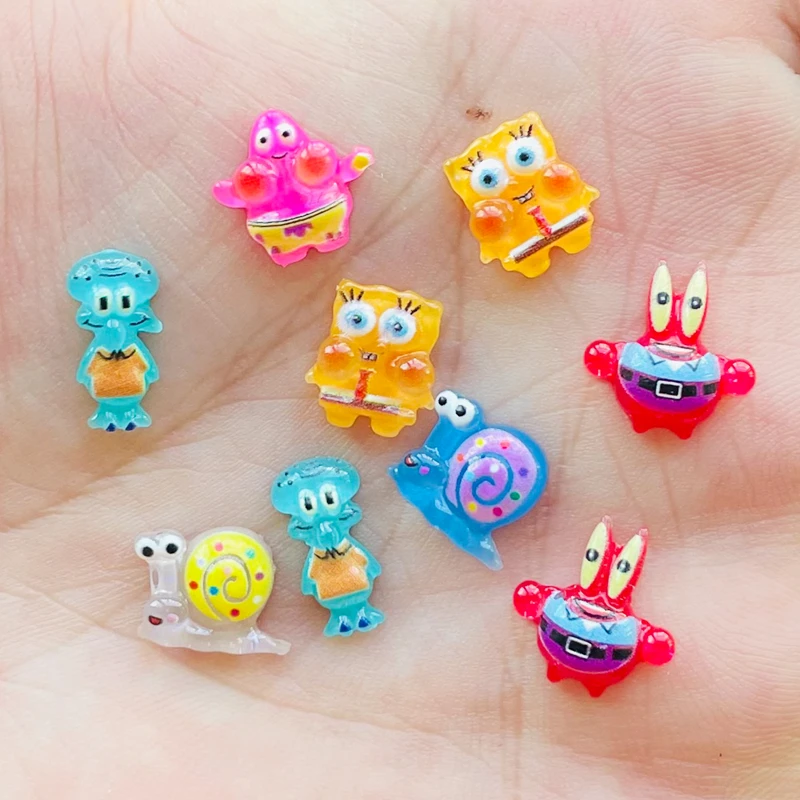 50 PCS Kawaii Ocean series Cartoon Animals Resin DIY Jewelry Manicure Hairpin Headrope Decoration Accessories