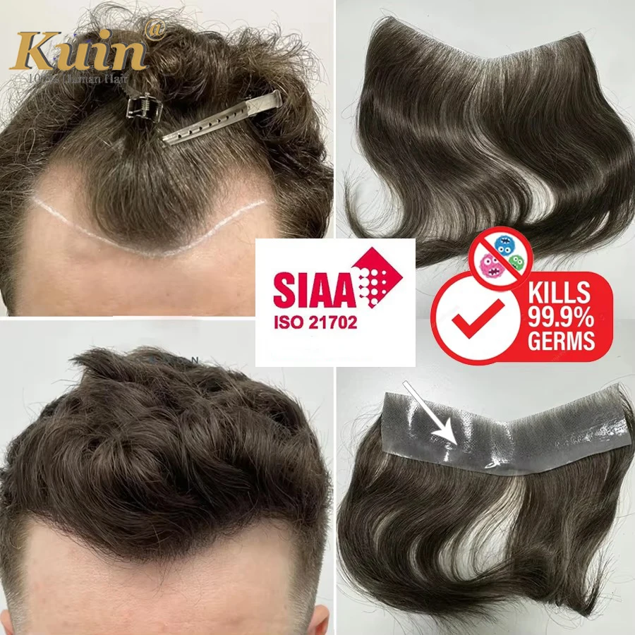 

Mens Toupee V Loop Straight Frontal Hairline Human Hair Forehead V Shape Toupee For Men Black Brown Hair Capillary Prosthesis
