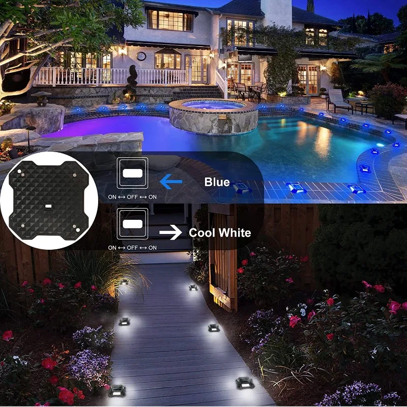 JVEE 2024 NEW LED Solar Dock Light IP68 Outdoor Waterproof 1200 mAh Lamp Stress Resistance Backyard Step Courtyard Garden Lights