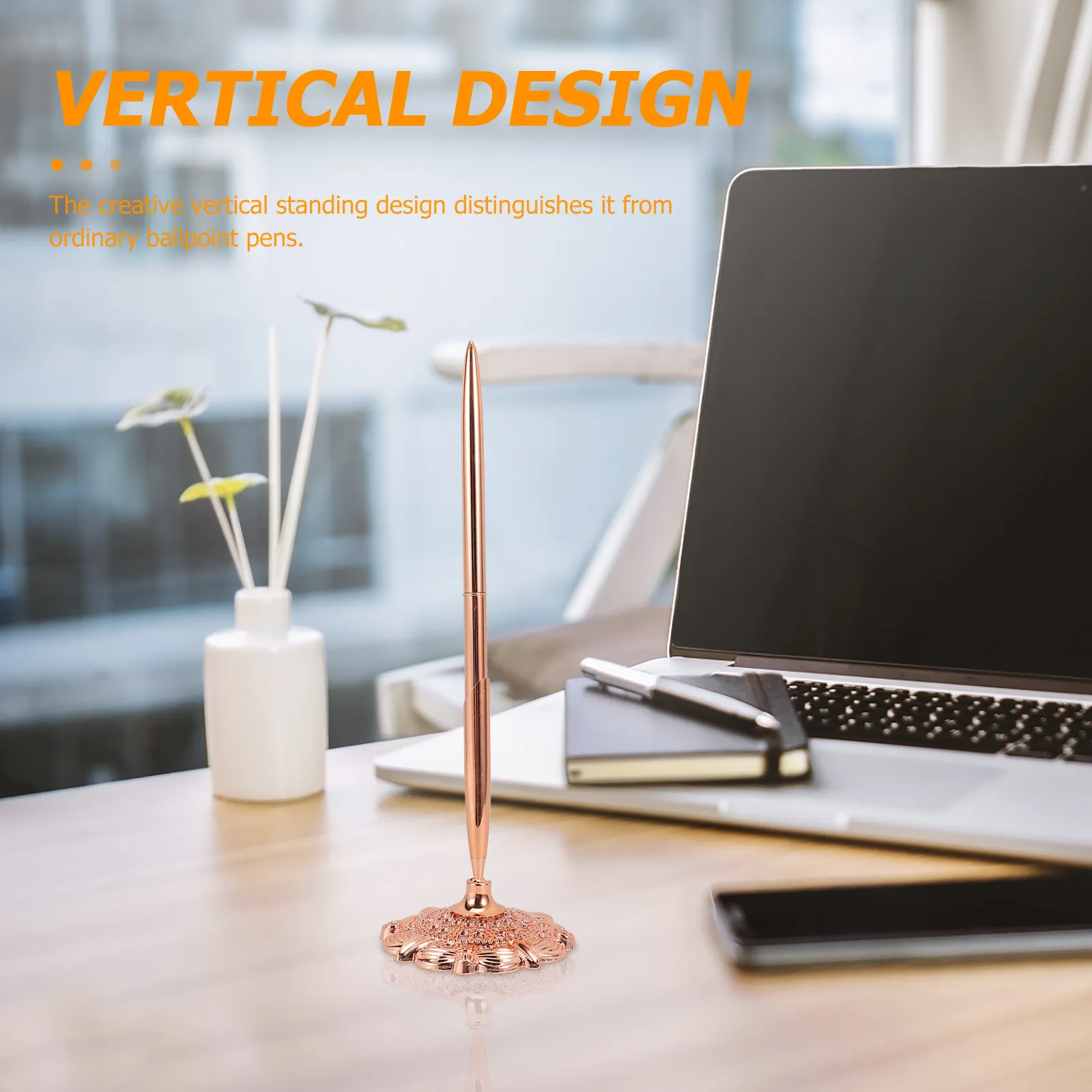 Multi-Function Business Ballpoint Pen Delicate Metal Body Smooth Writing Non-Skid Grip Desktop Standing Design Office Conference