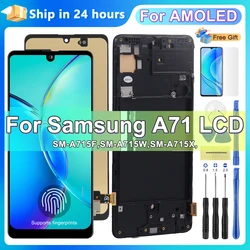 AMOLED LCD 디스플레이 터치 스크린 디지타이저 어셈블리, 삼성 A71 디스플레이 교체 프레임, 삼성 A715 A715F A715FD