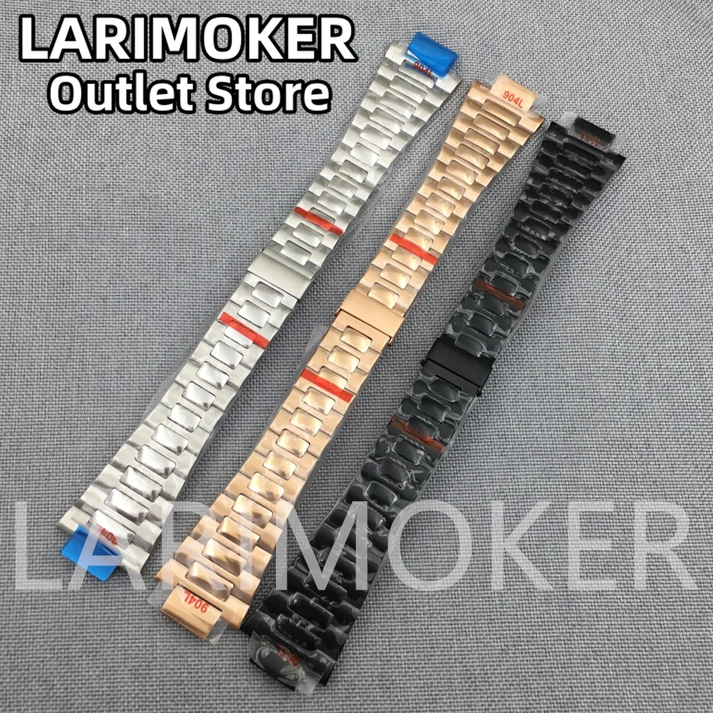 LARIMOKER 13-22mm szerokość pasek do zegarka ze stali nierdzewnej bransoletka srebrny czarny dwukolorowe złoto/różowe złoto bransoletka zapięcie pasuje do obudowy 40mm