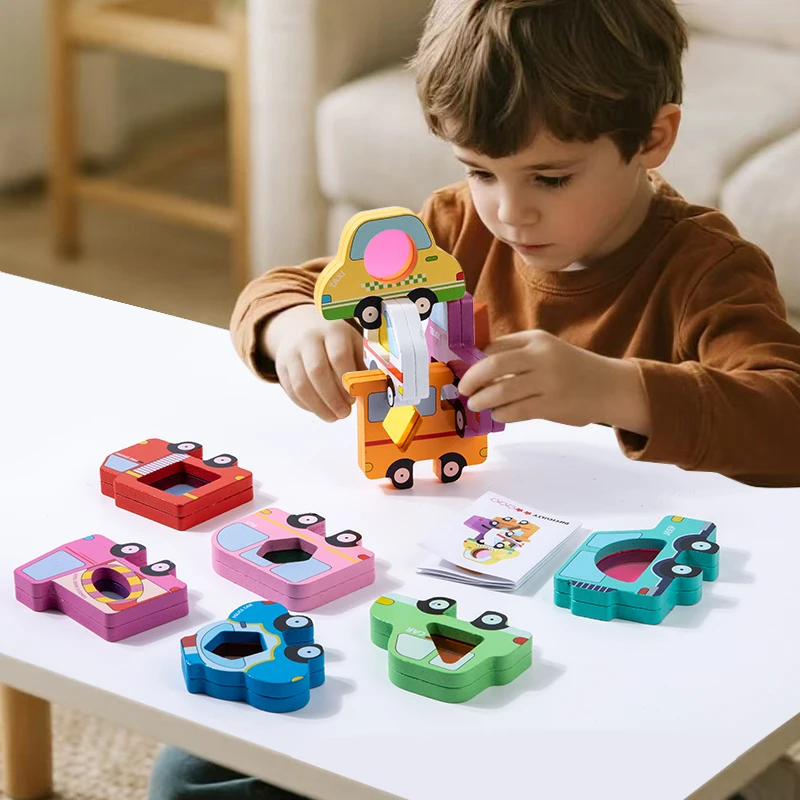 Wooden Animal Acrylic Stacking Block Game Shape Matching Puzzle Balance Toy Montessori Training Educational Toys For Children view 4