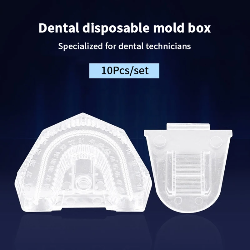 10Pcs Dental Transparent Disposable Mold Base Denture Tray Sectioned Base Kit For Dental Lab Tools Plastic Clear Base Box