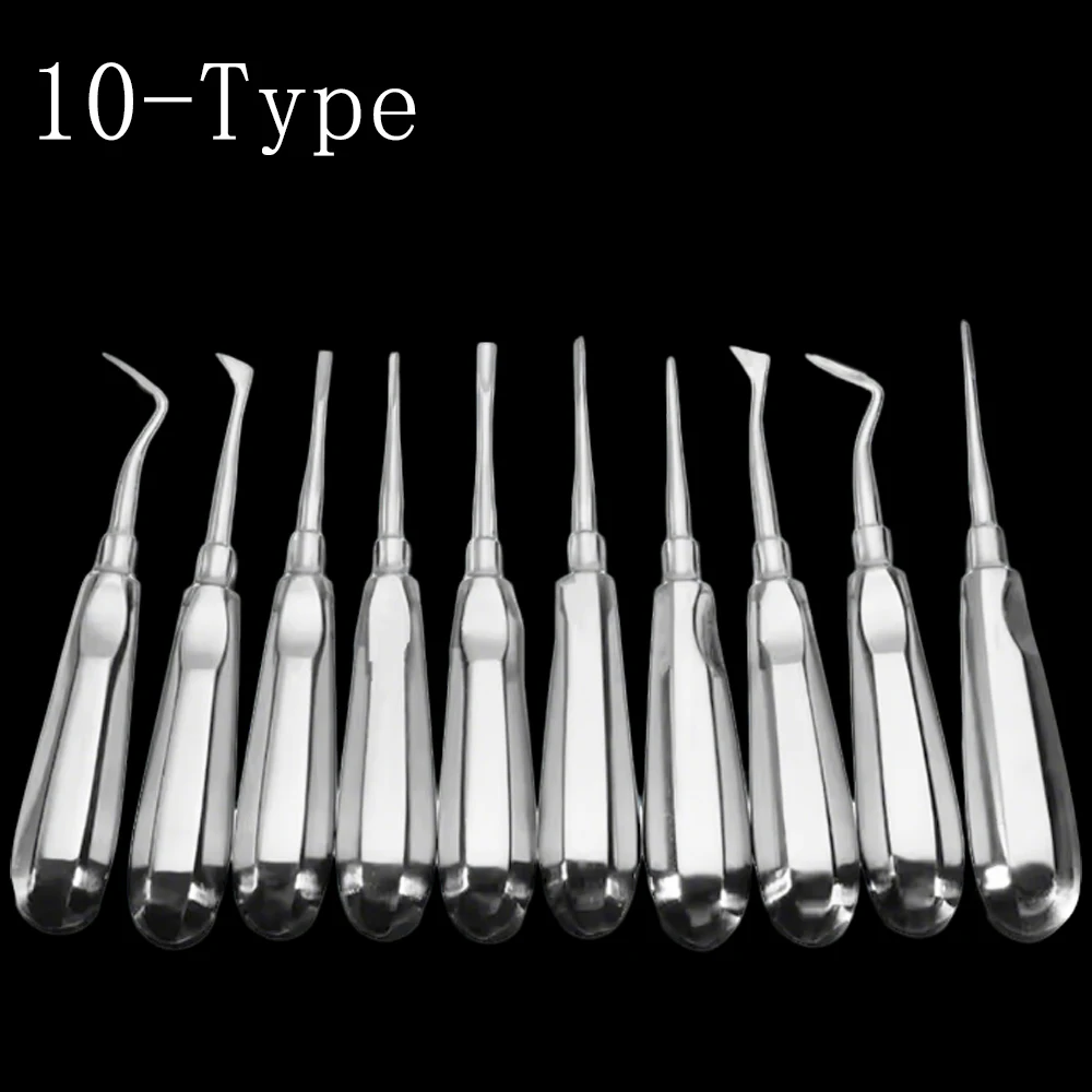 

10 Pcs Stainless Steel Dental Elevator Set for Tooth Extraction Straight Curved Root Elevators Minimally Invasive Tools Dentists