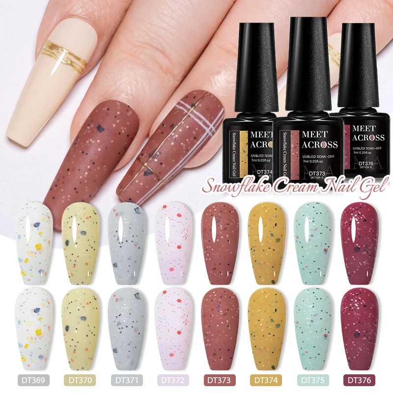 يجتمع عبر 12 قطعة/المجموعة 7 مللي ندفة الثلج كريم هلام البولندية مع صندوق بريق شبه دائم الأشعة فوق البنفسجية هلام نقع قبالة مسمار الفن كيت الورنيش