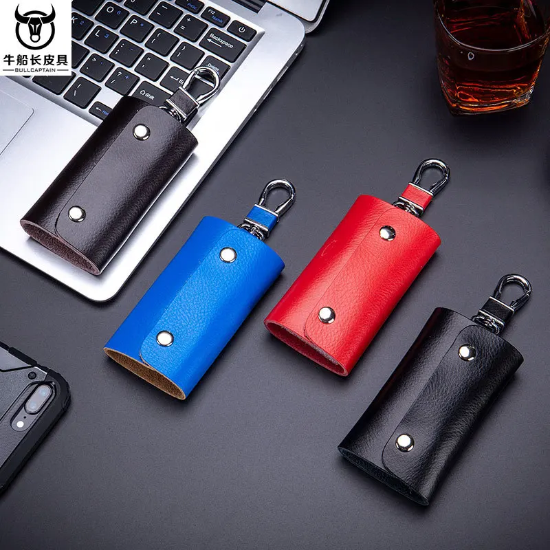 Torba na klucze męska, prawdziwa skóra, miękka, mini, wielofunkcyjna, z wieloma haczykami, pełna ochrona, do noszenia na pasie.