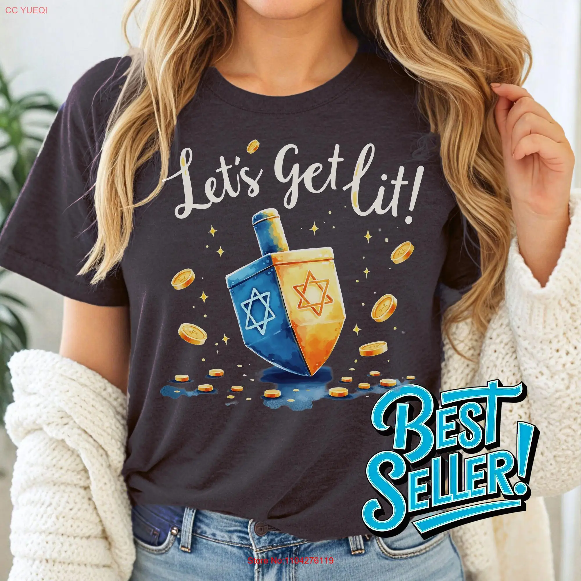 Let's Get Lit Dreidel T-Shirt Chanukka-Feier Festliches Sterne-Design Perfekter Feiertagsfeiern im Stil