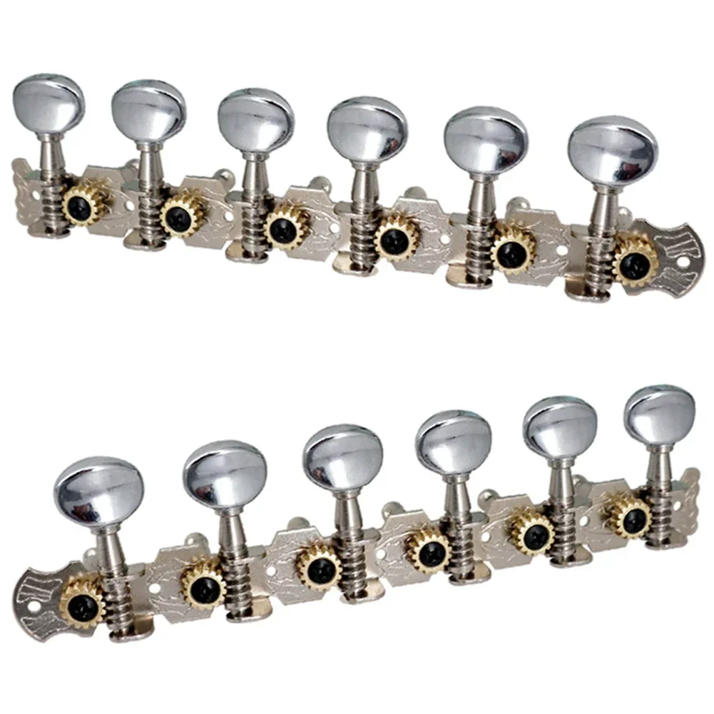 

12-String Acoustic Guitar Tuning Pegs Tuners Key 6L 6R Round Machine Heads Parts Replace Instruments Guitars Accessories