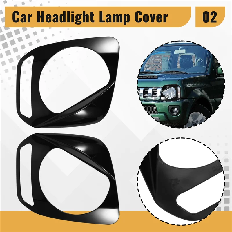 

AB96-Car Headlight Lamp Cover Headlight Protector Frame Trim Sticker Car Styling Accessories For Suzuki Jimny 2007-2017