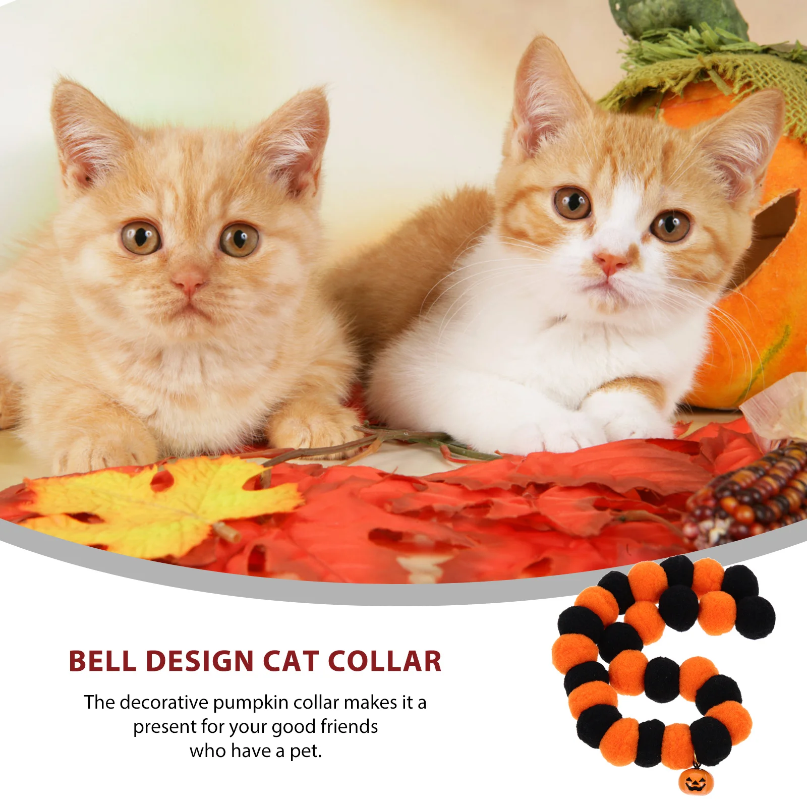 

2pcs Halloween Cat Collar Bell Design Adjustable Pumpkin Pet Collar Comfortable Breathable Skin-Friendly Decorative Festive