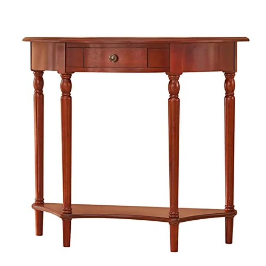 

Drawer Console Table, with 2 Tier Semi Round Entryway Storage Rack with Side Engraving Vintage Living Room Sofa Table Easy to A